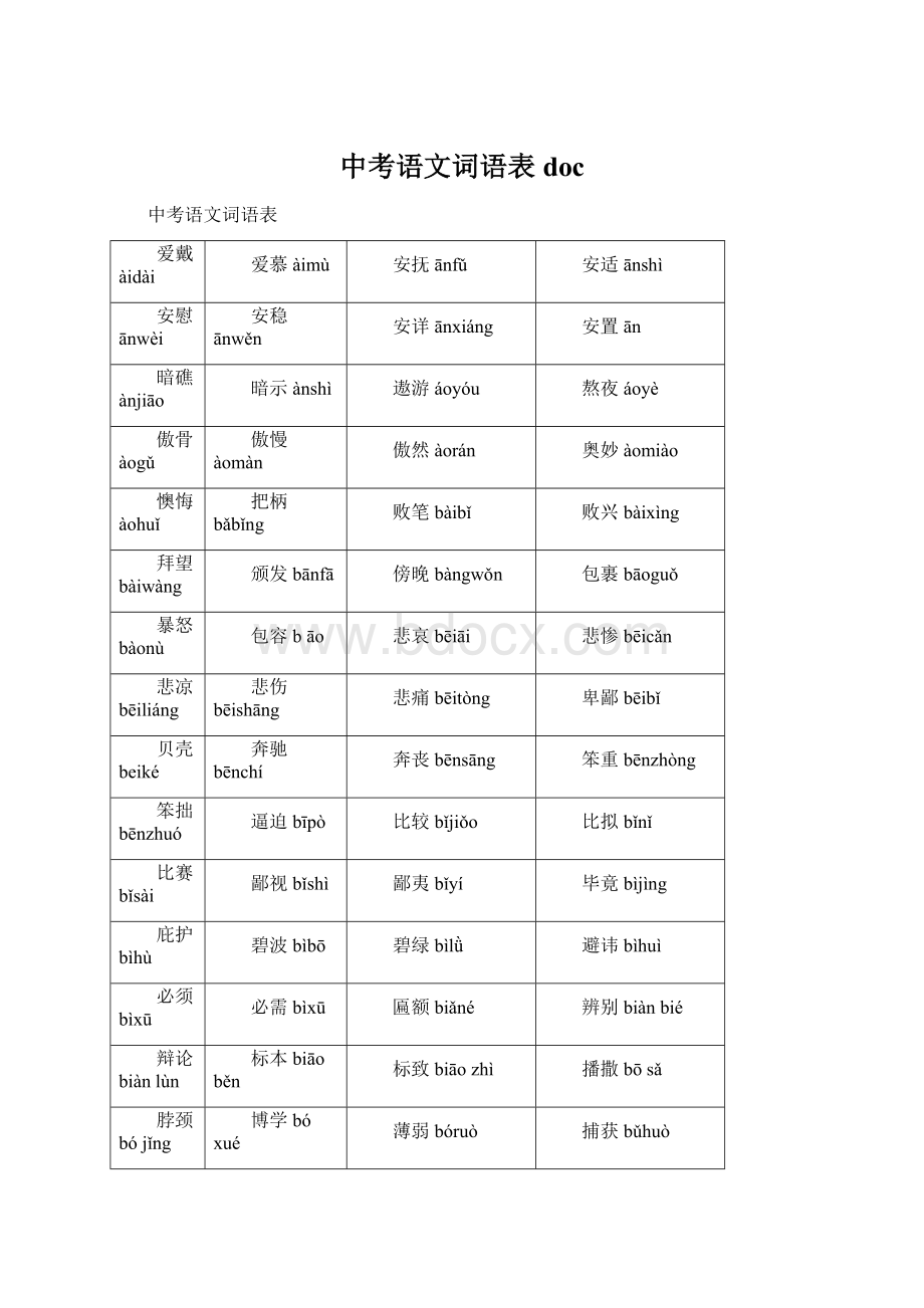 中考语文词语表doc.docx_第1页