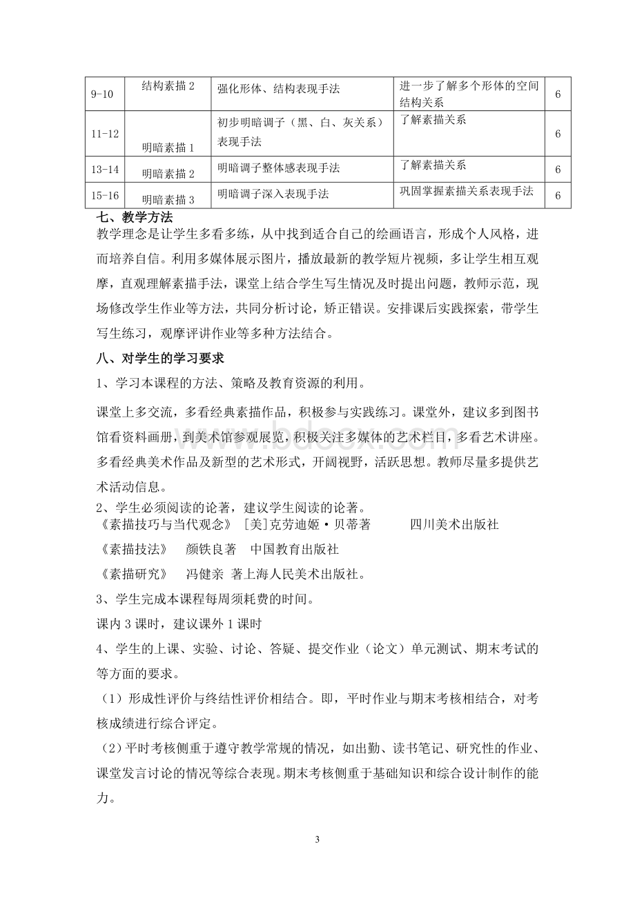 《美术1》课程教学大纲格式Word下载.doc_第3页