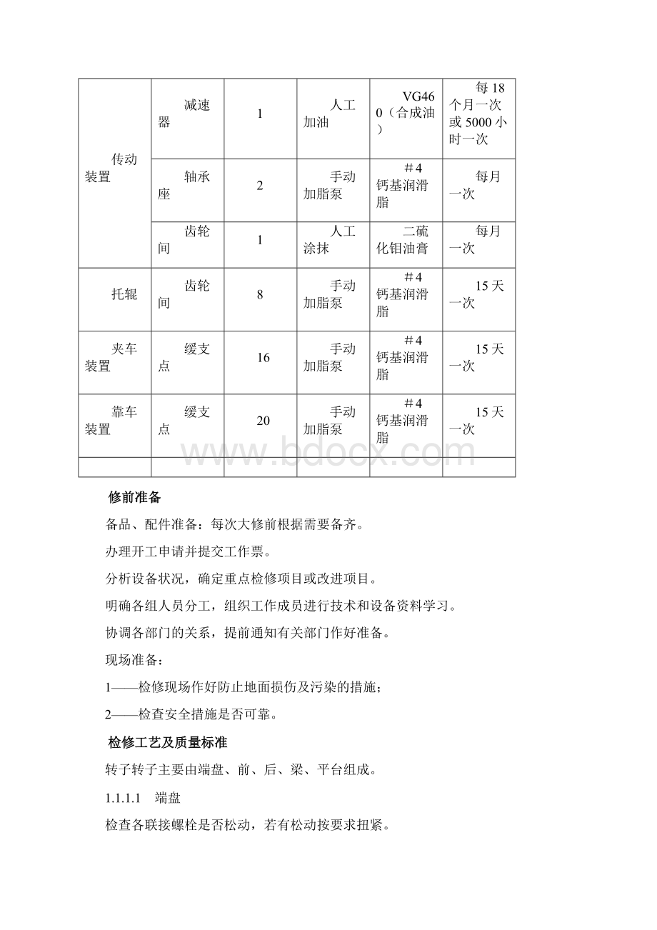 FZ15100型转子翻车机本体及其液压站检修工艺规程.docx_第3页