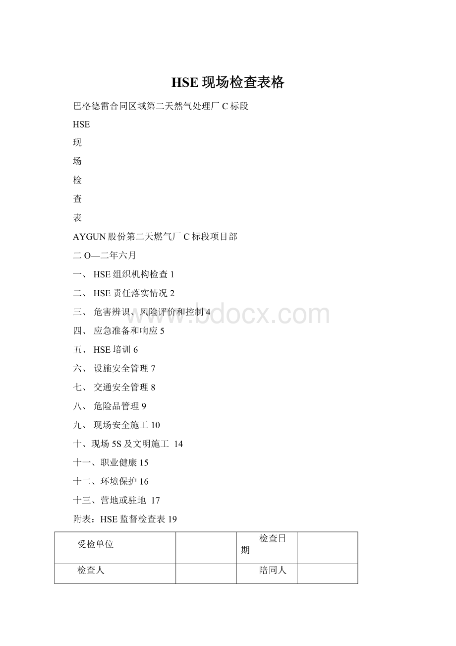 HSE现场检查表格Word格式文档下载.docx_第1页