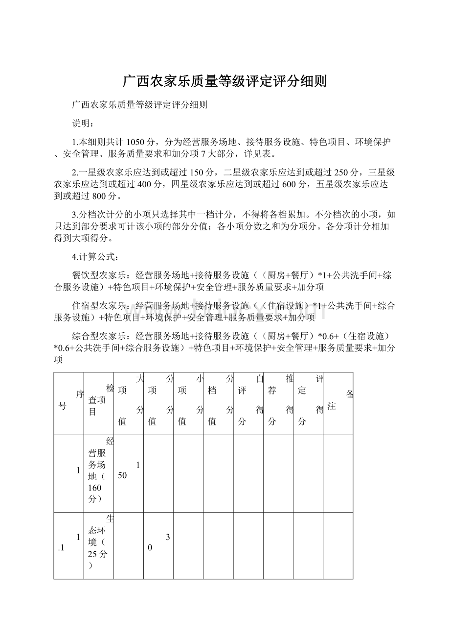 广西农家乐质量等级评定评分细则.docx_第1页
