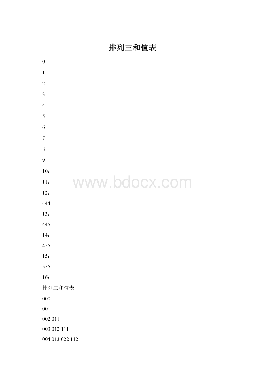 排列三和值表.docx_第1页