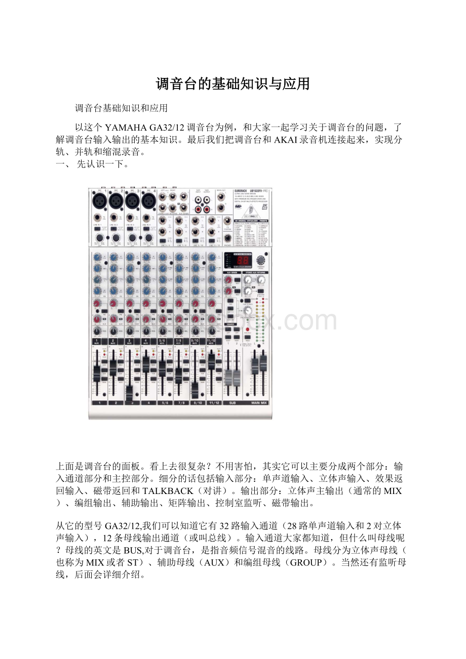 调音台的基础知识与应用Word格式文档下载.docx