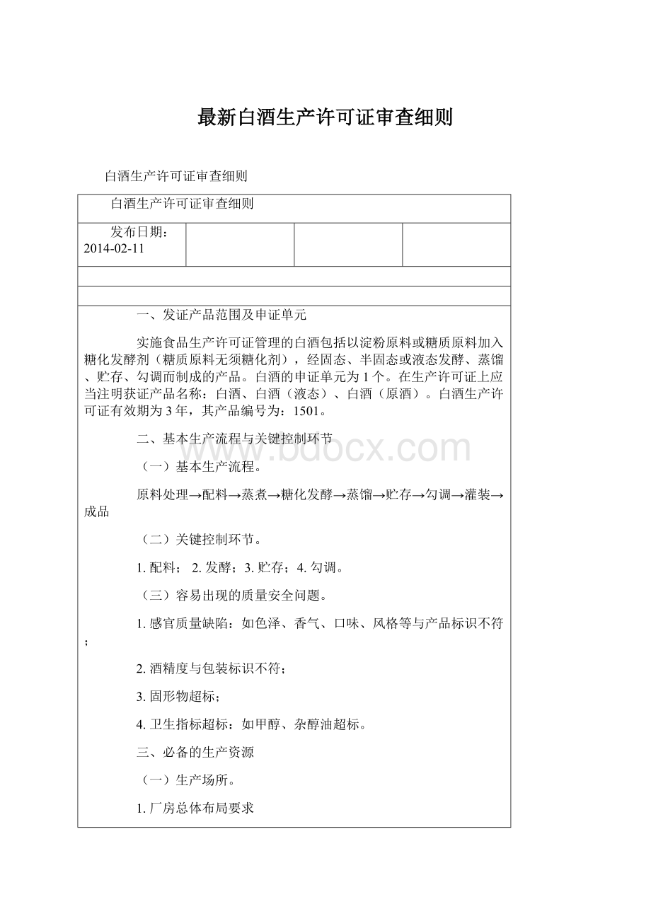 最新白酒生产许可证审查细则.docx_第1页