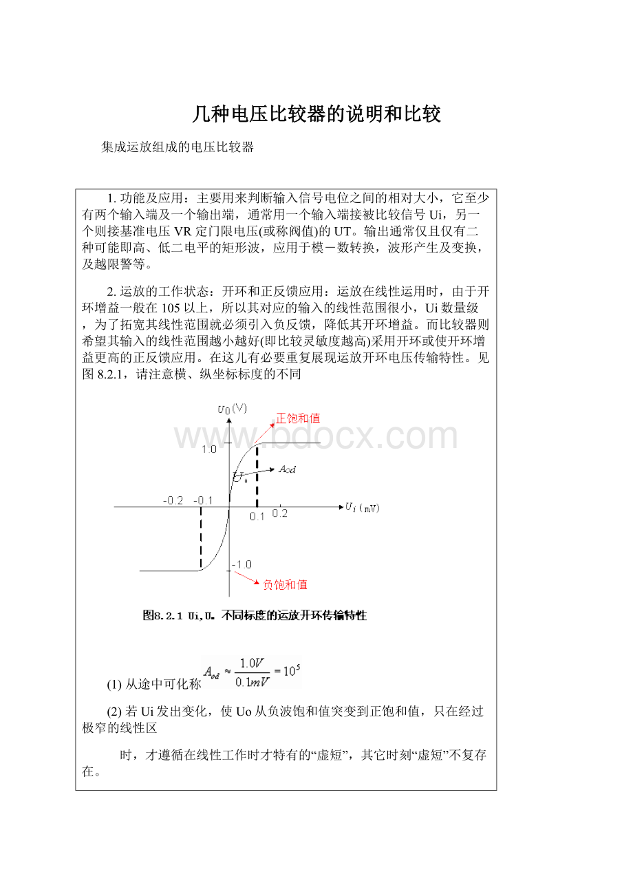 几种电压比较器的说明和比较Word文档下载推荐.docx_第1页