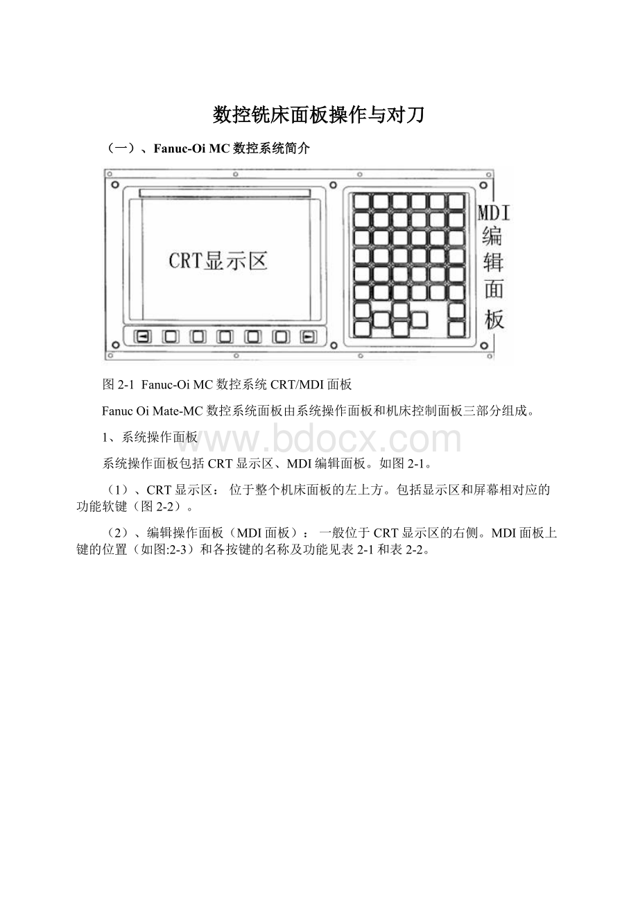 数控铣床面板操作与对刀.docx_第1页