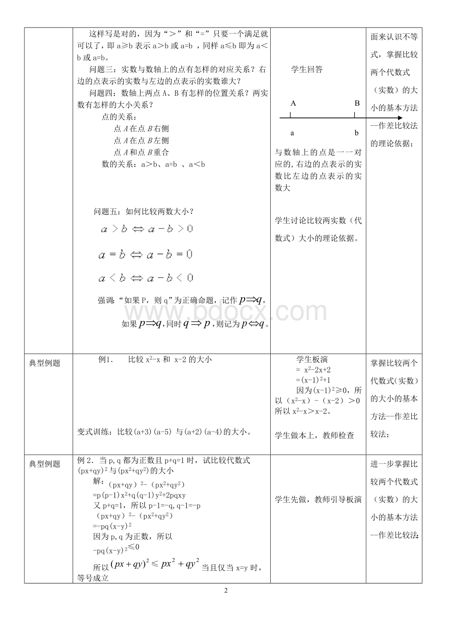 《不等关系与不等式》教学设计Word文件下载.doc_第2页