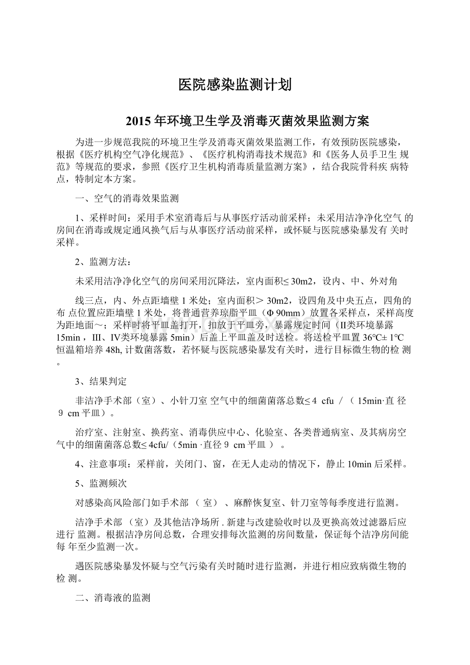 医院感染监测计划.docx