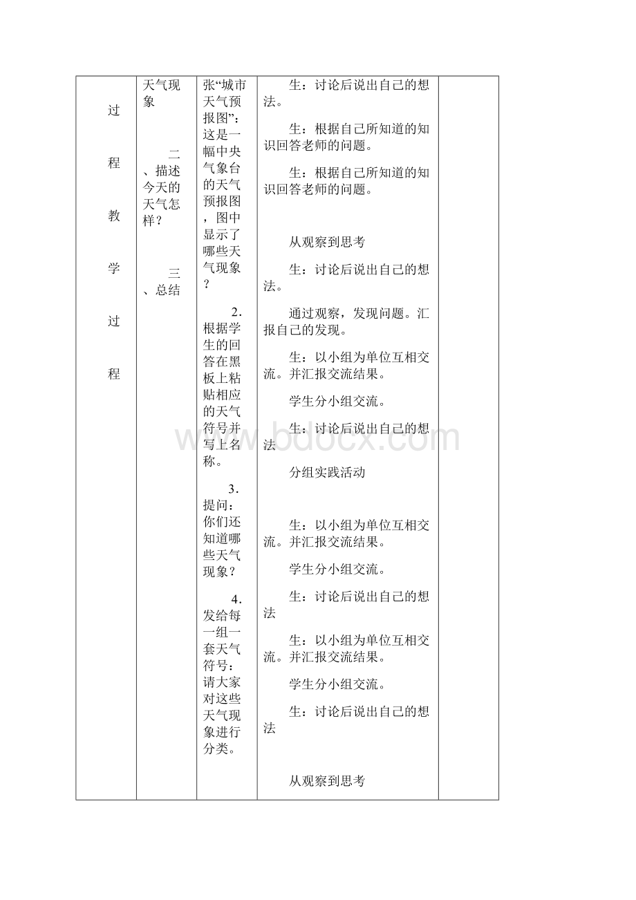 教科版科学四上《天气》全单元表格式教案Word格式文档下载.docx_第2页