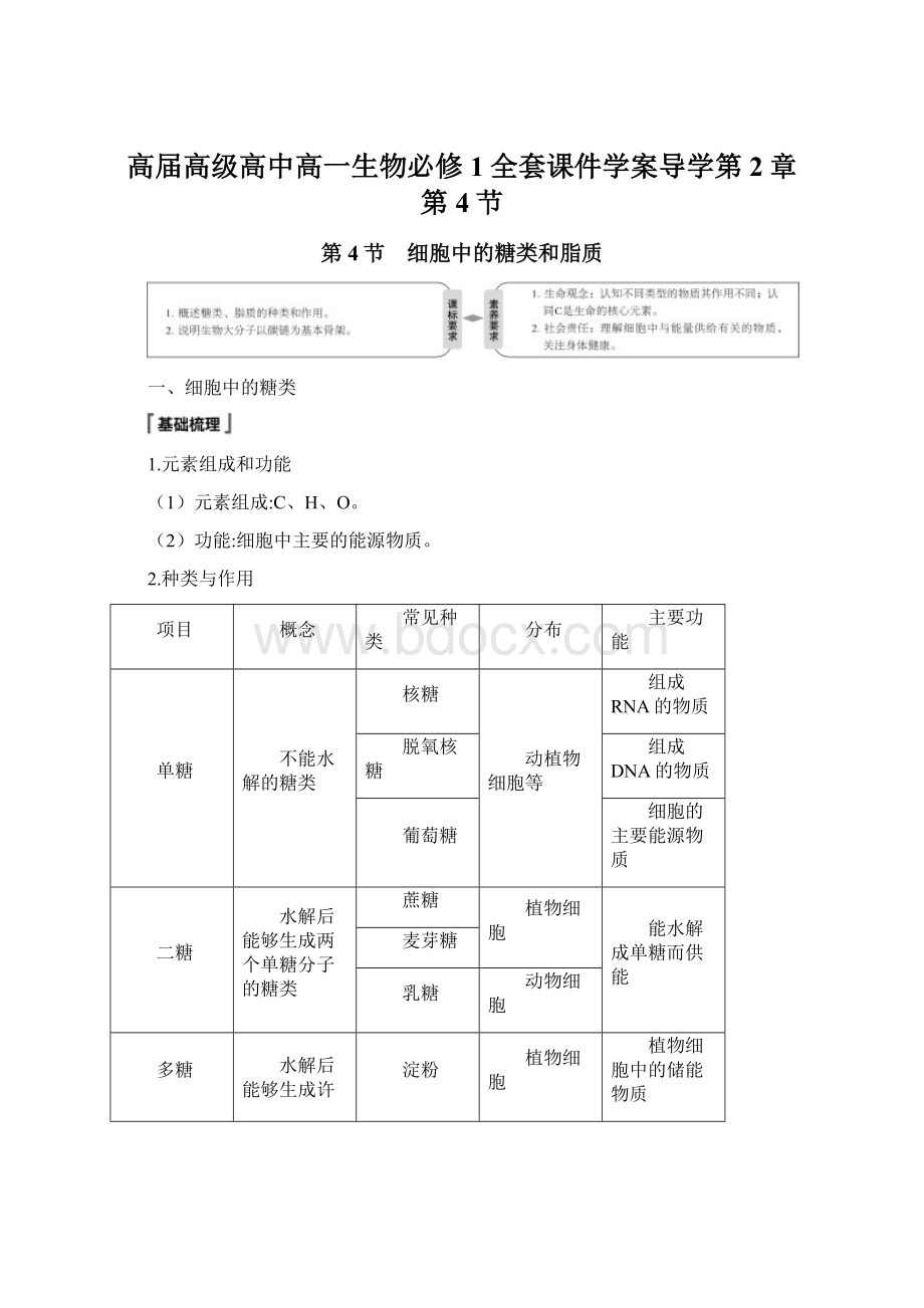 高届高级高中高一生物必修1全套课件学案导学第2章 第4节Word下载.docx