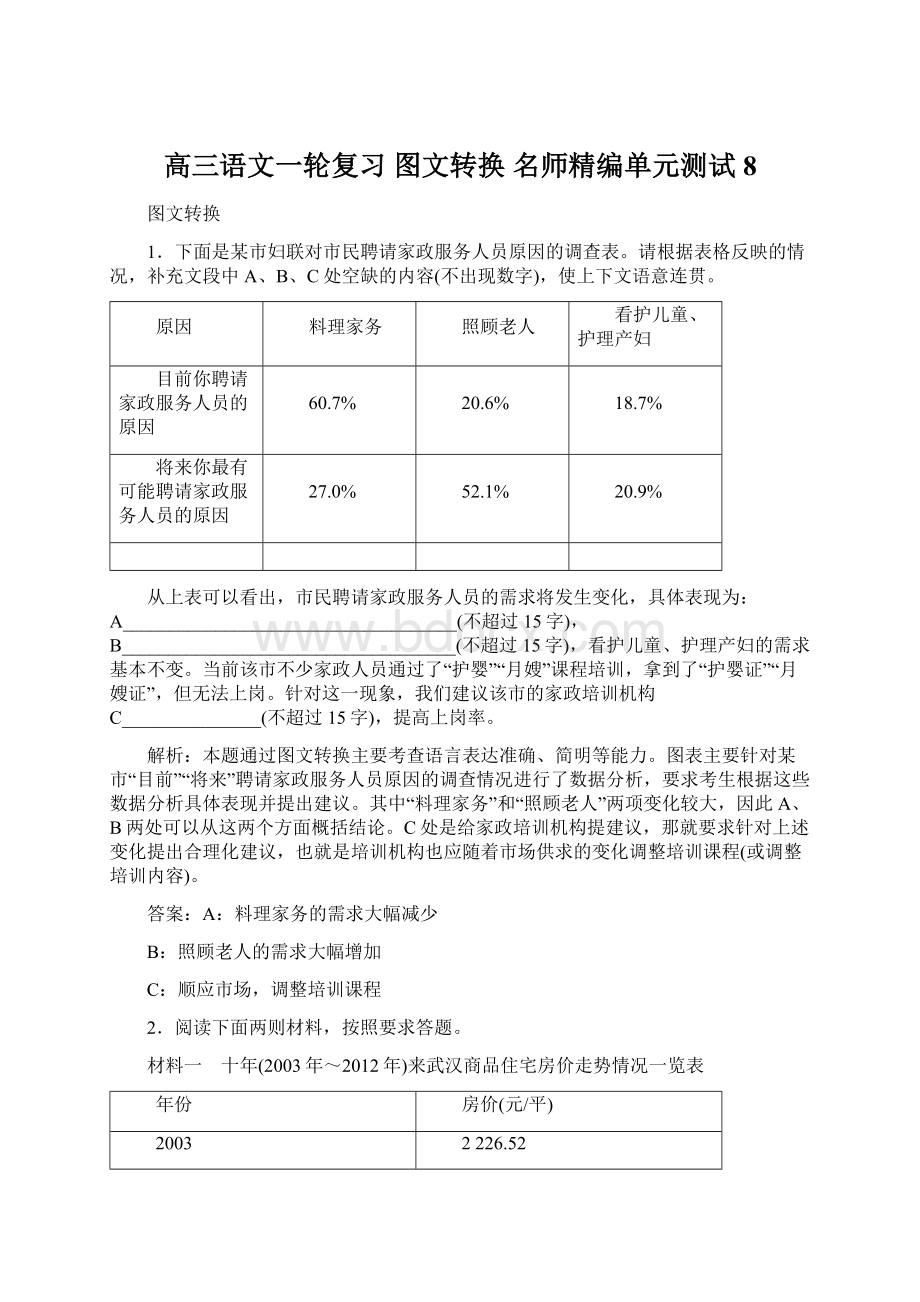 高三语文一轮复习 图文转换 名师精编单元测试8Word文档格式.docx