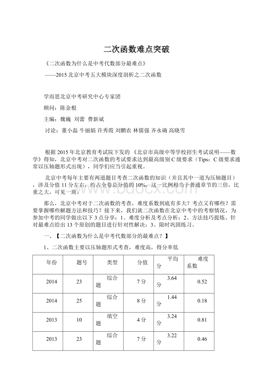 二次函数难点突破文档格式.docx