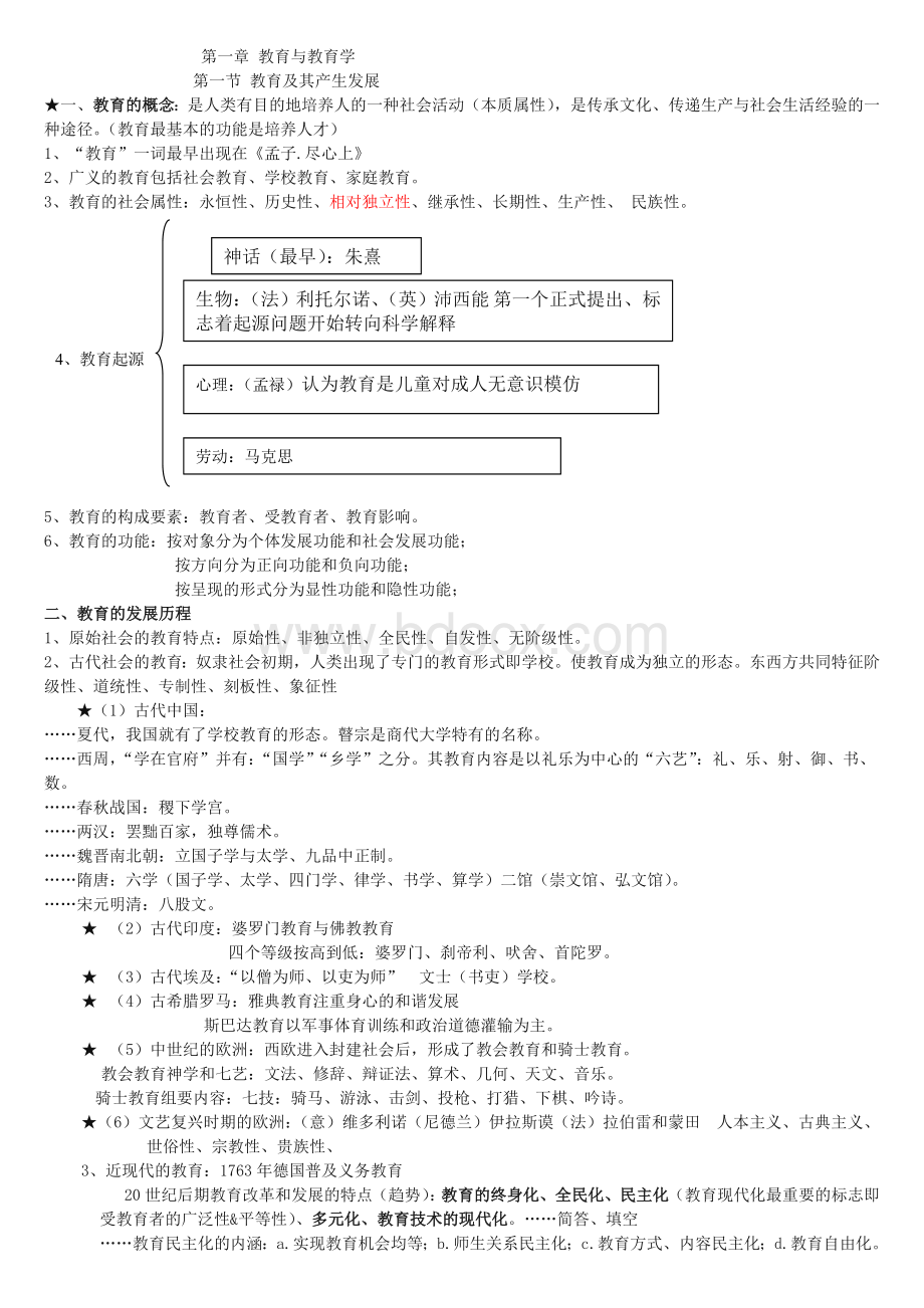 教育学各章知识点整理总结山香终结版文档格式.doc