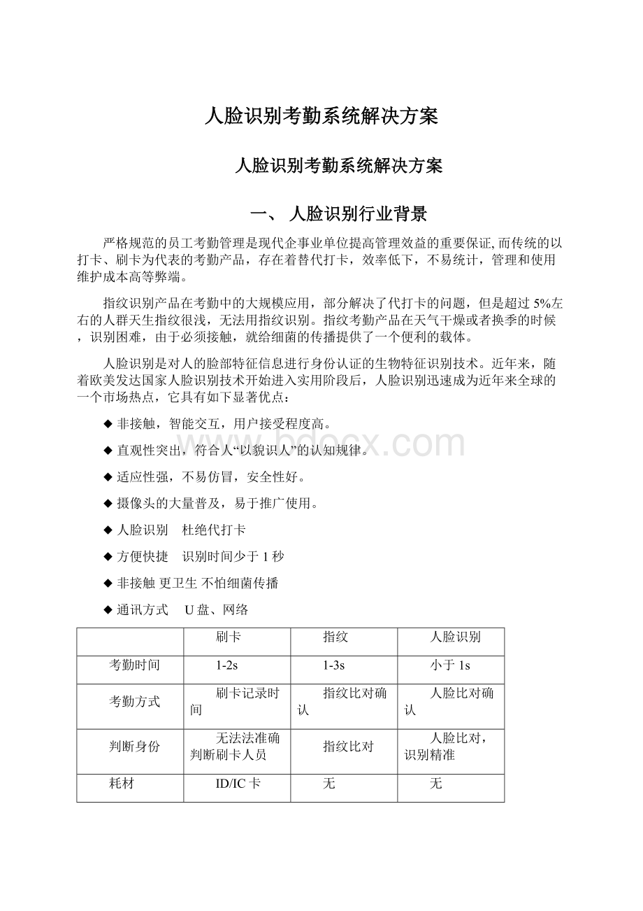 人脸识别考勤系统解决方案.docx