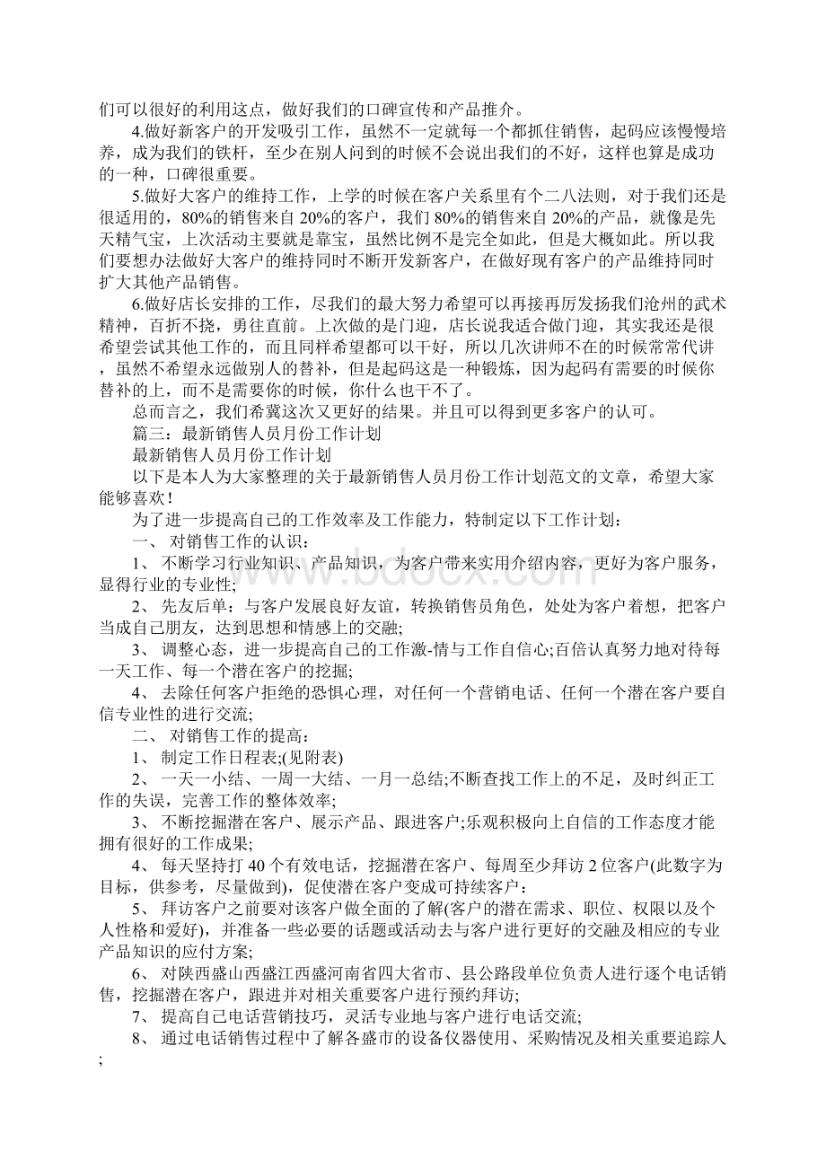 销售人员月工作计划.docx_第2页