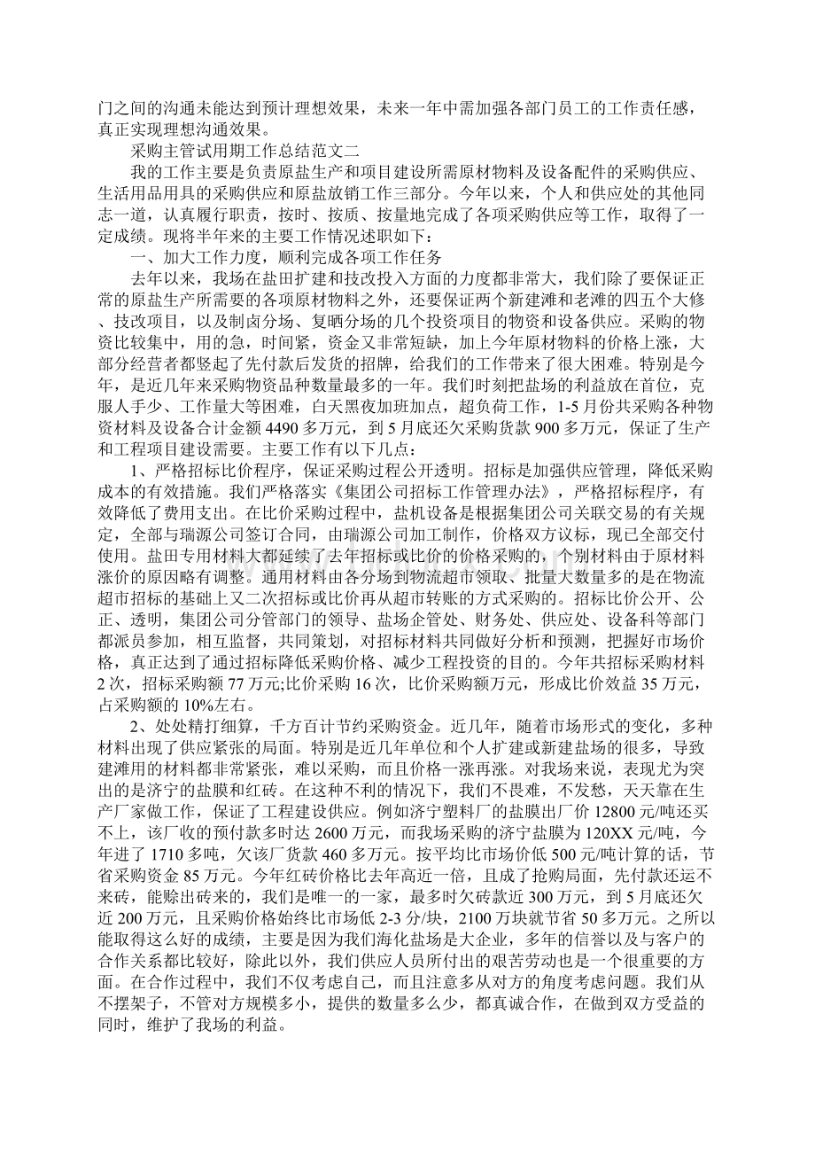 20XX年采购主管试用期工作总结范文.docx_第2页