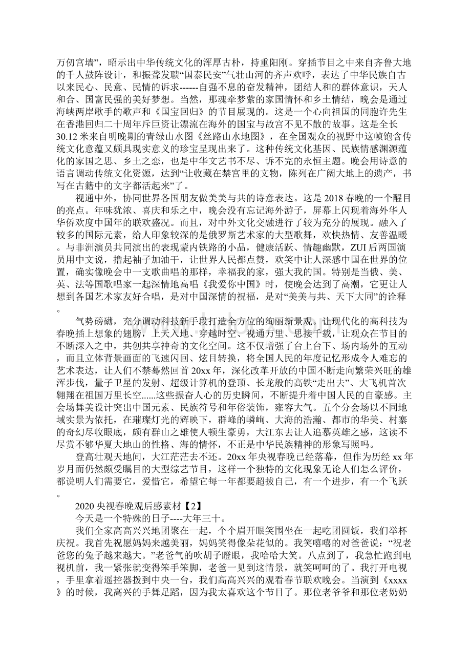 央视春晚观后感心得素材5篇精选文档格式.docx_第2页