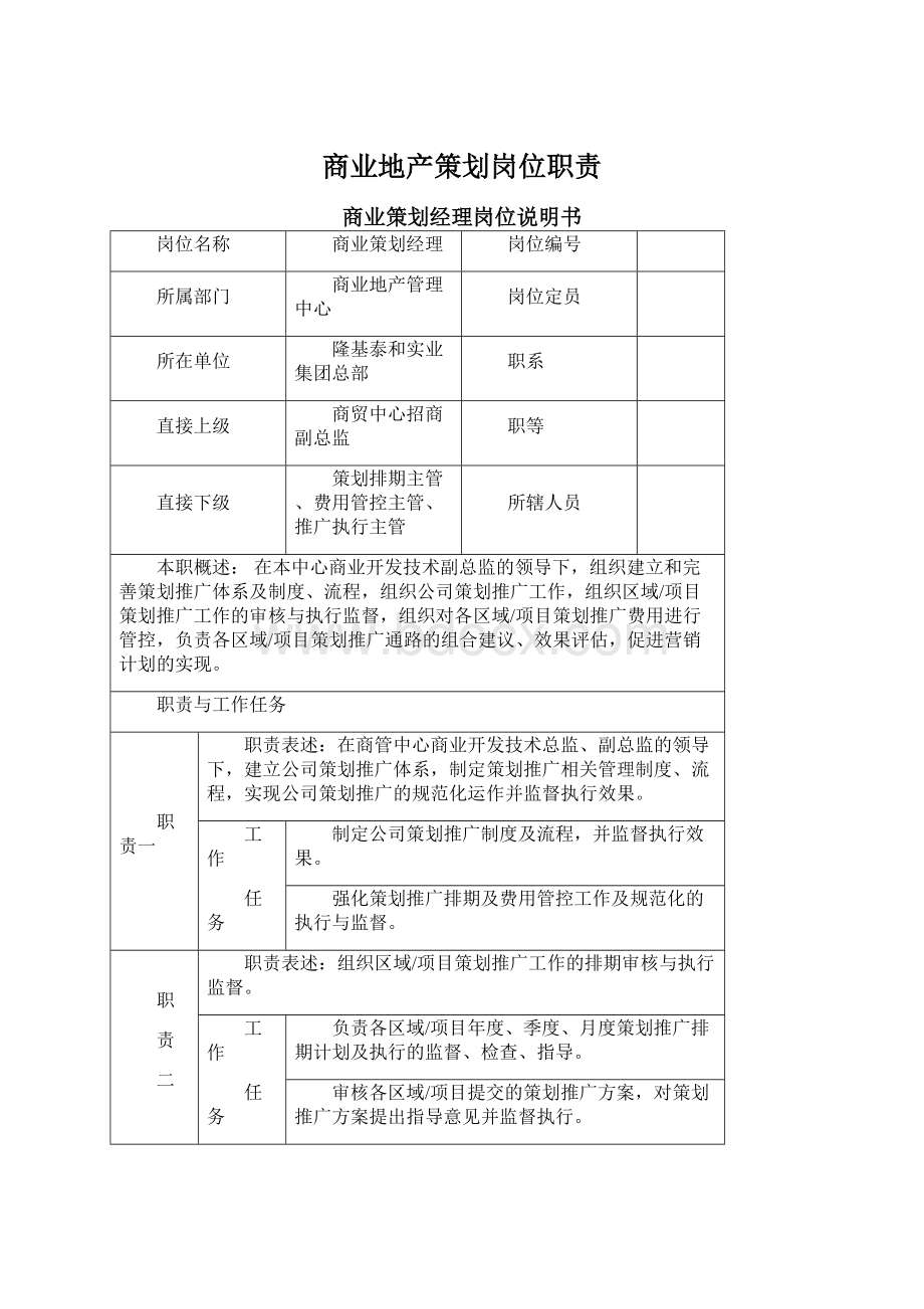 商业地产策划岗位职责Word文档下载推荐.docx_第1页