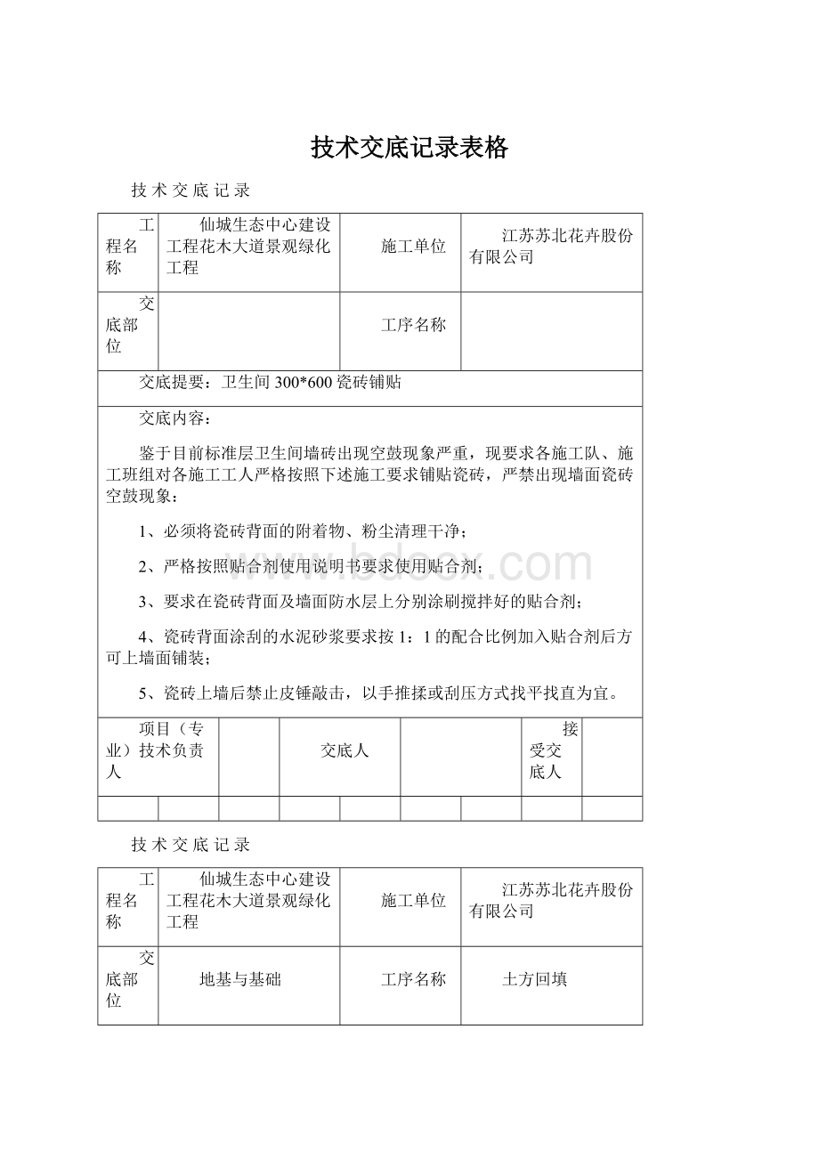 技术交底记录表格.docx_第1页