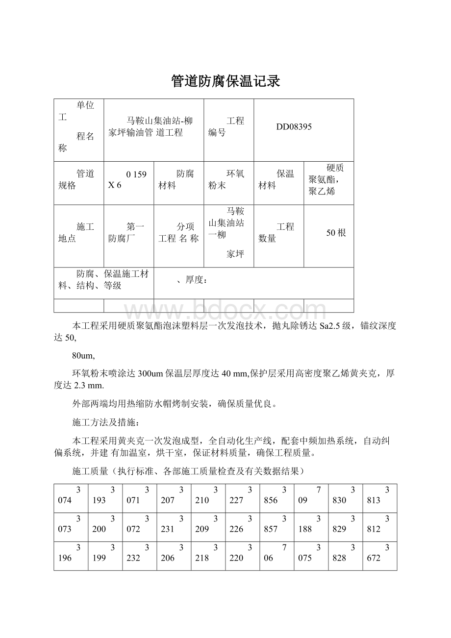 管道防腐保温记录.docx