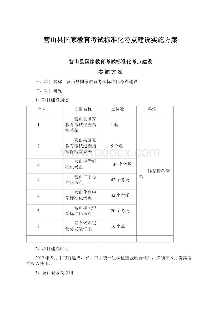 营山县国家教育考试标准化考点建设实施方案Word文档格式.docx