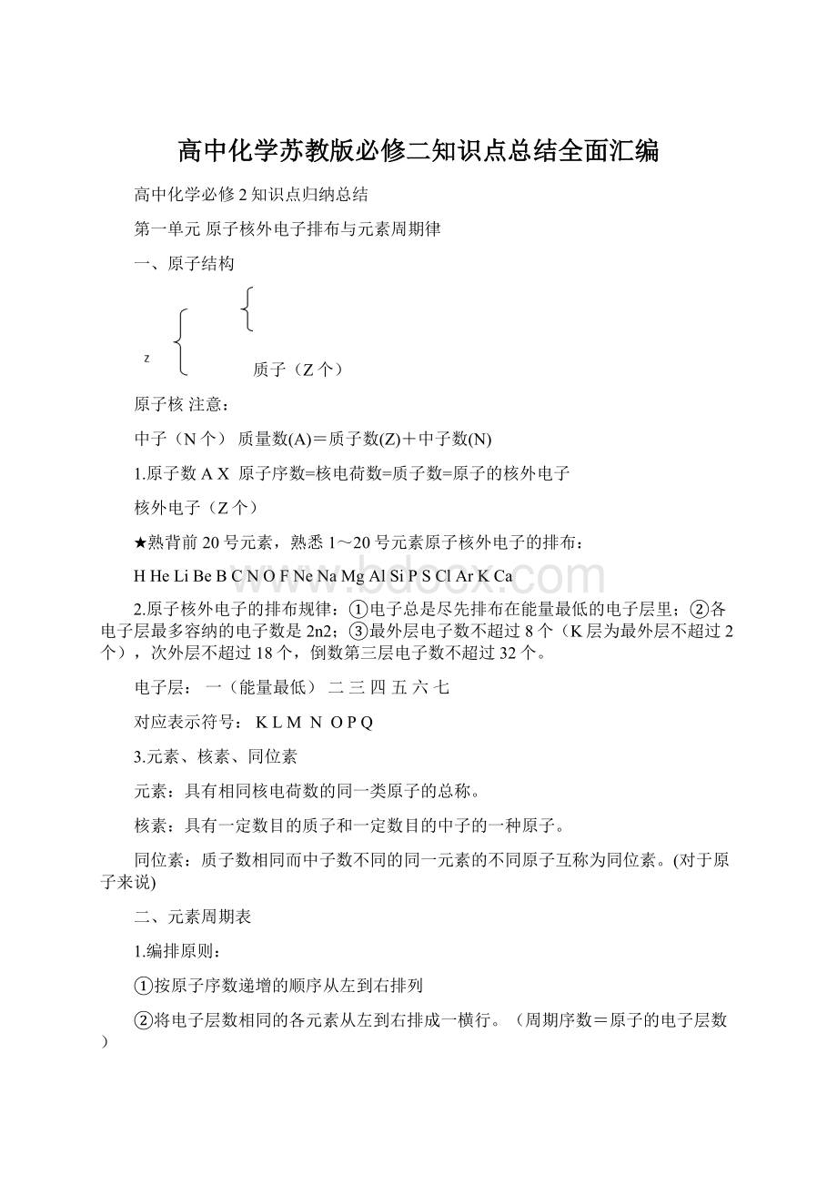 高中化学苏教版必修二知识点总结全面汇编.docx_第1页