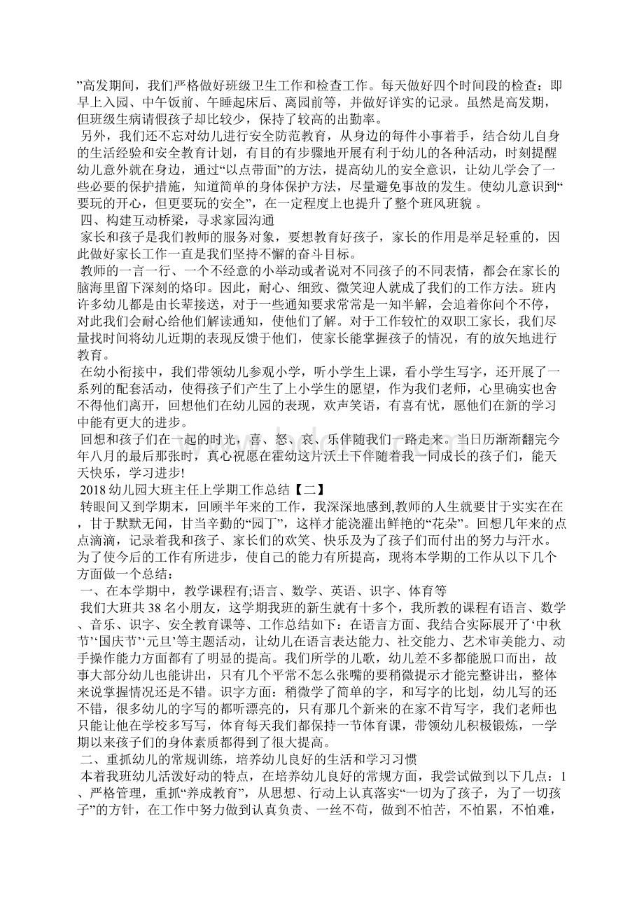 幼儿园大班主任上学期工作总结Word文档格式.docx_第2页