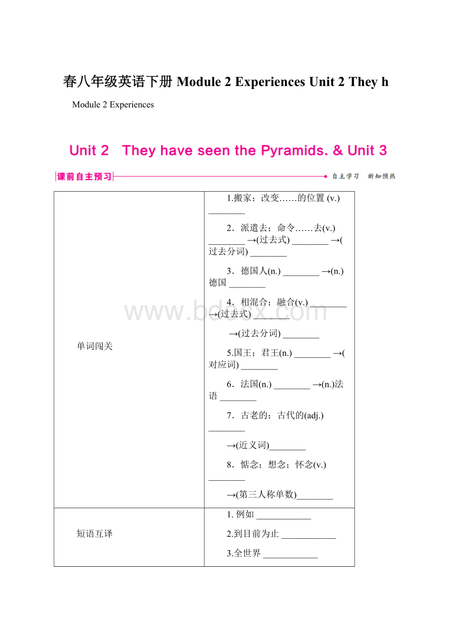 春八年级英语下册 Module 2 Experiences Unit 2 They hWord文件下载.docx
