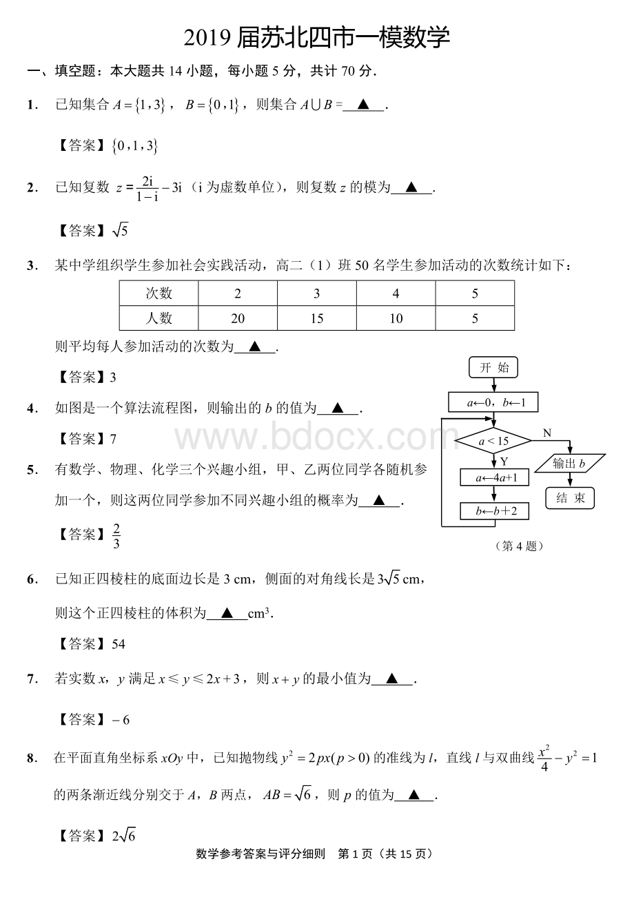 苏北四市一模数学.doc