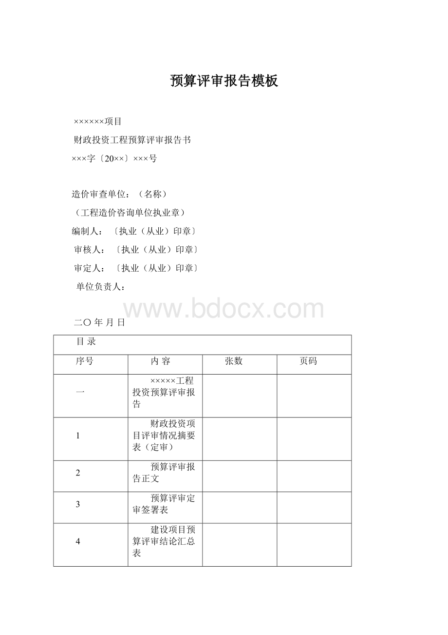 预算评审报告模板.docx