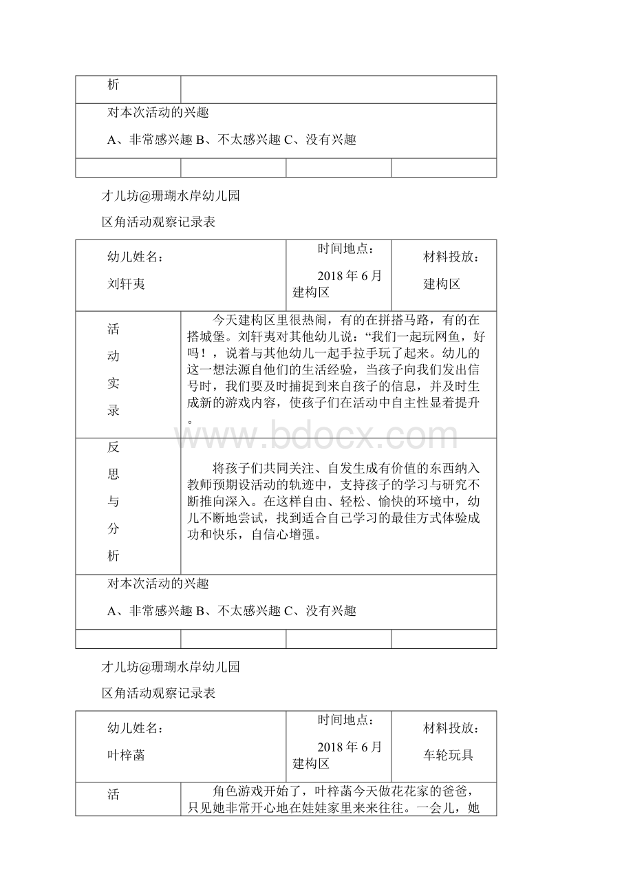 幼儿区角观察记录篇新整理Word文档下载推荐.docx_第3页