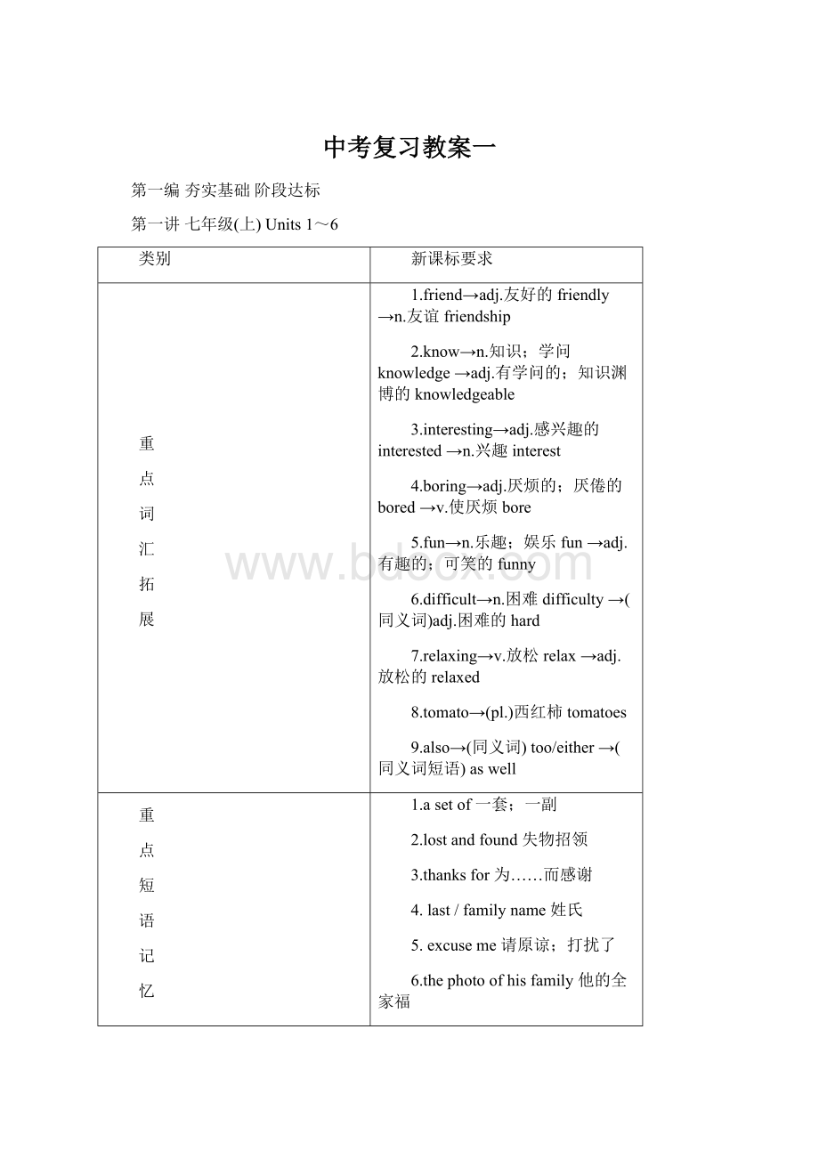 中考复习教案一Word文档下载推荐.docx_第1页