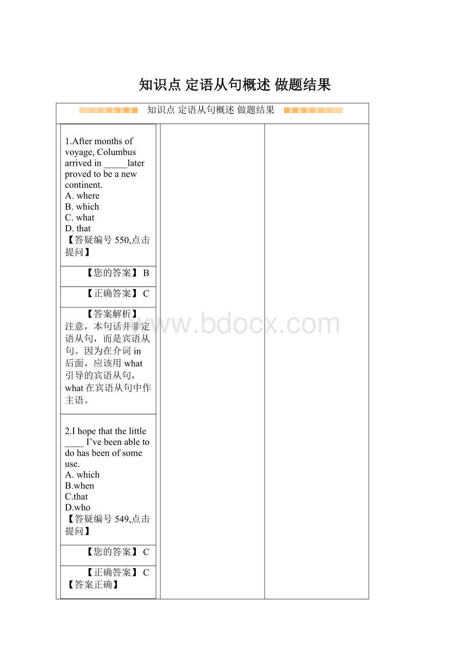 知识点 定语从句概述 做题结果Word格式.docx_第1页