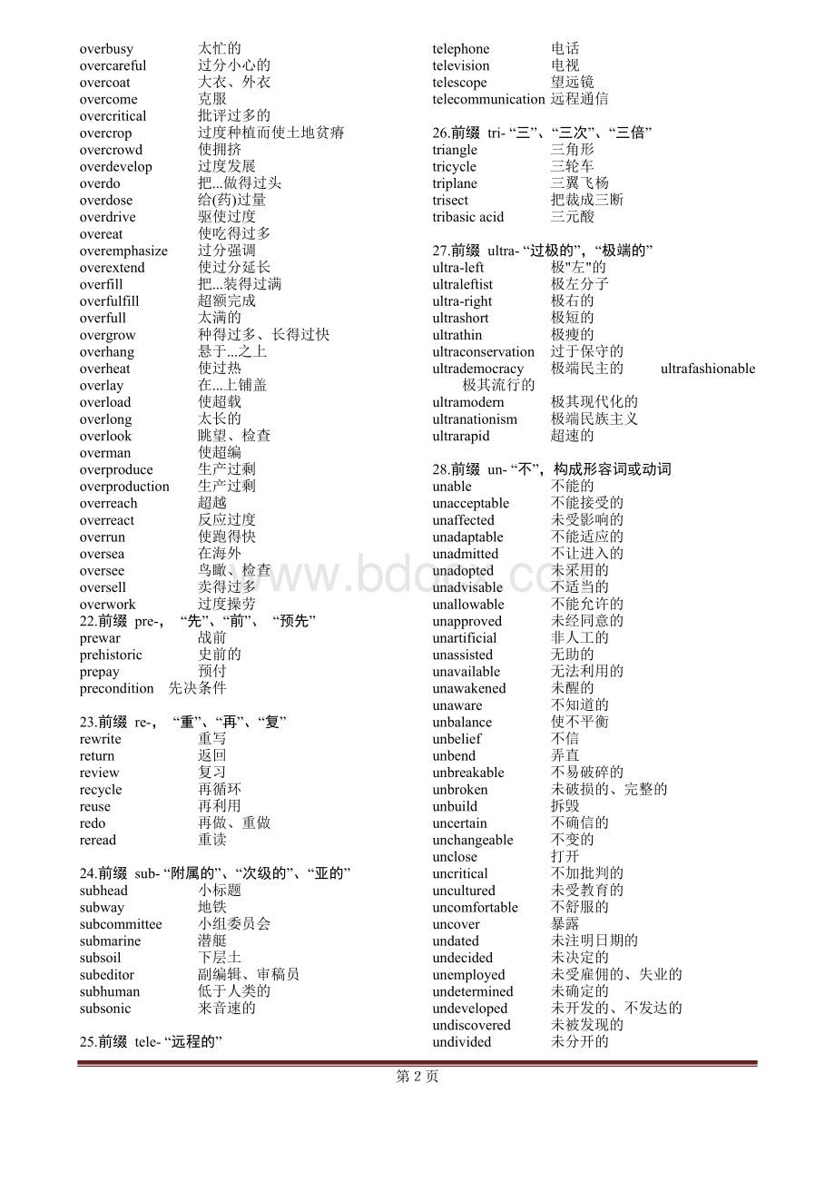 高中英语常见构词法单词一览表.doc_第3页