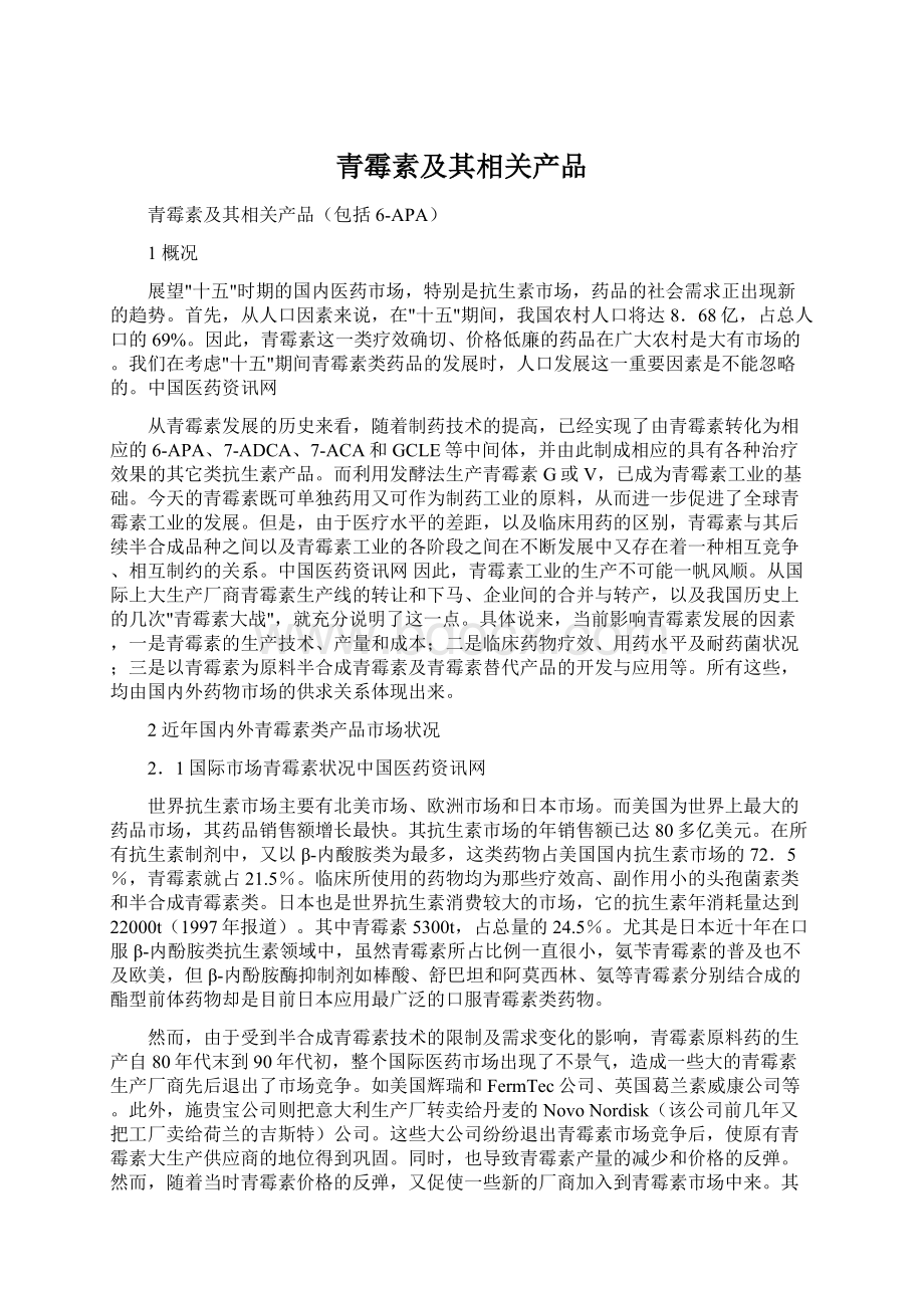 青霉素及其相关产品Word文档格式.docx