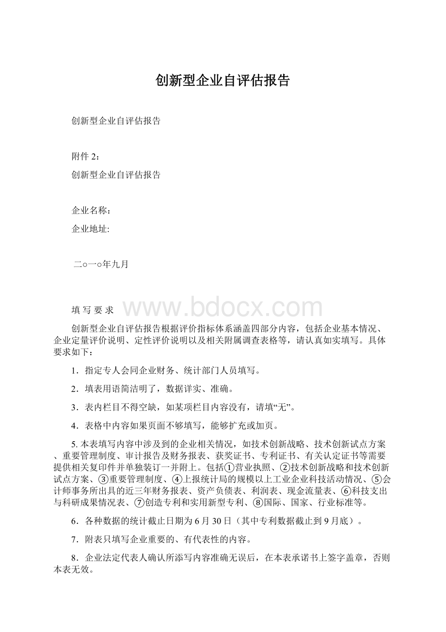 创新型企业自评估报告.docx