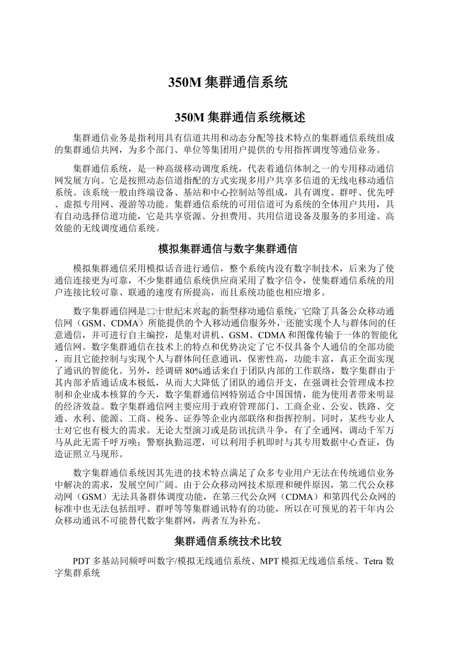 350M集群通信系统Word文档格式.docx_第1页