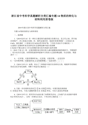 浙江省中考科学真题解析分类汇编专题14 物质的转化与材料利用原卷版.docx