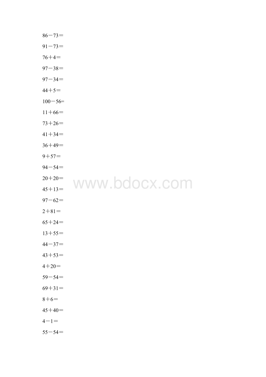 一年级数学100以内加减法计算题之欧阳语创编文档格式.docx_第3页