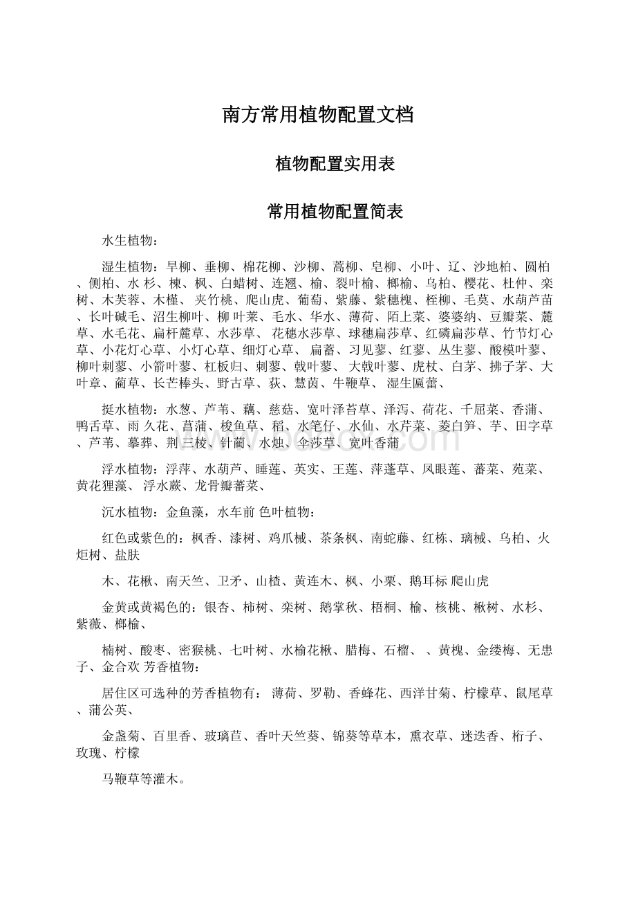 南方常用植物配置文档Word文档格式.docx