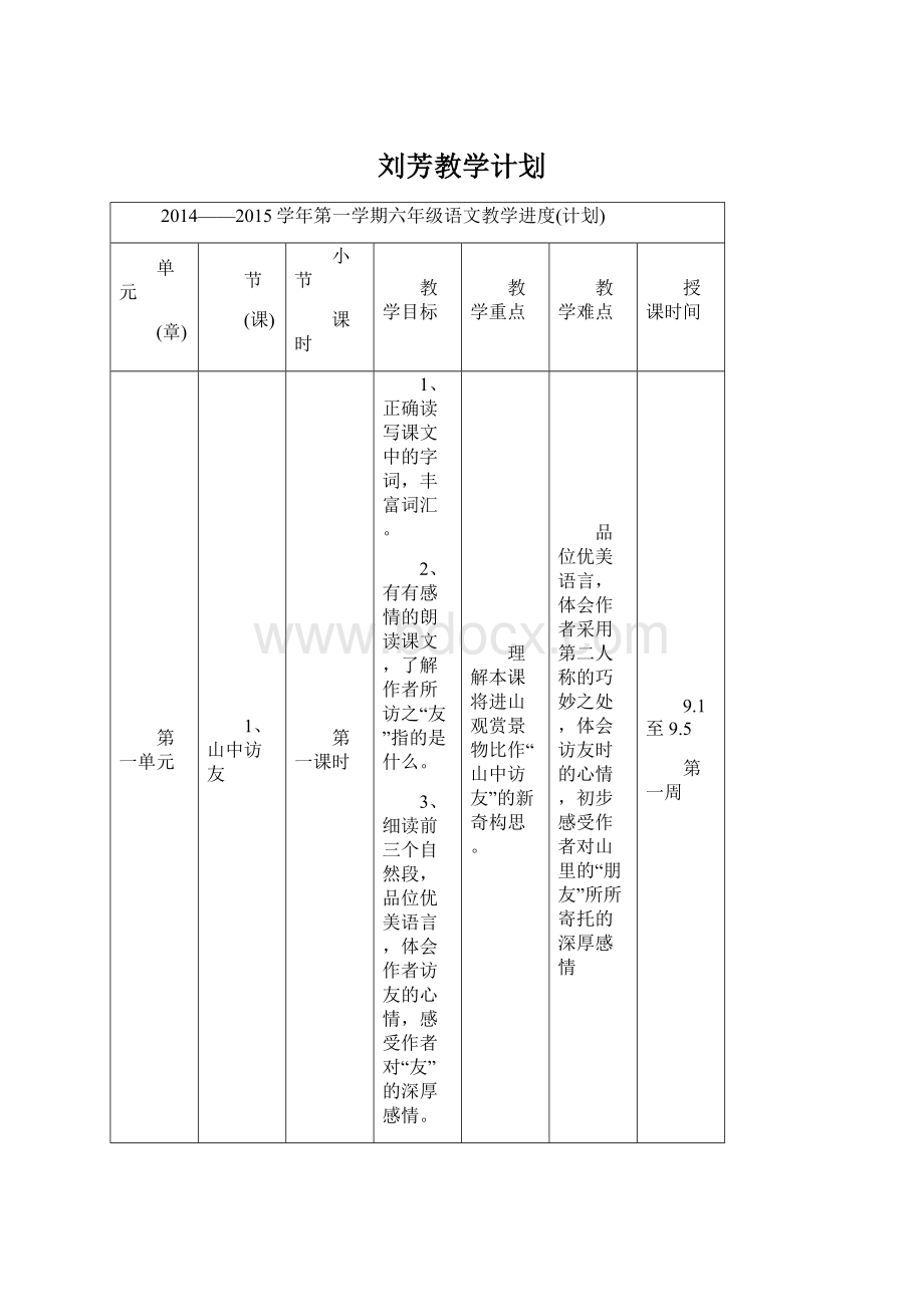 刘芳教学计划.docx_第1页