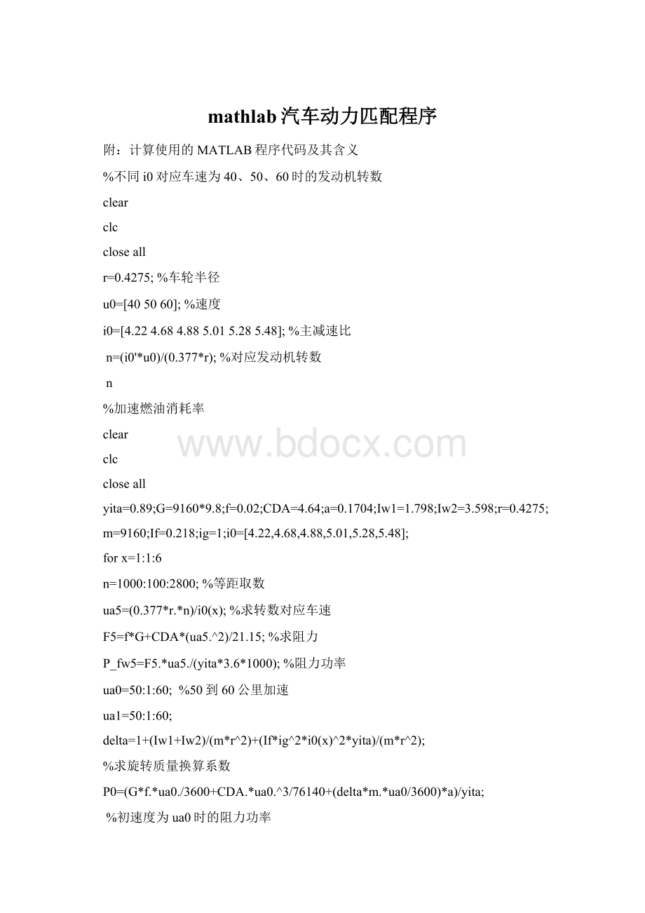mathlab汽车动力匹配程序Word格式.docx_第1页