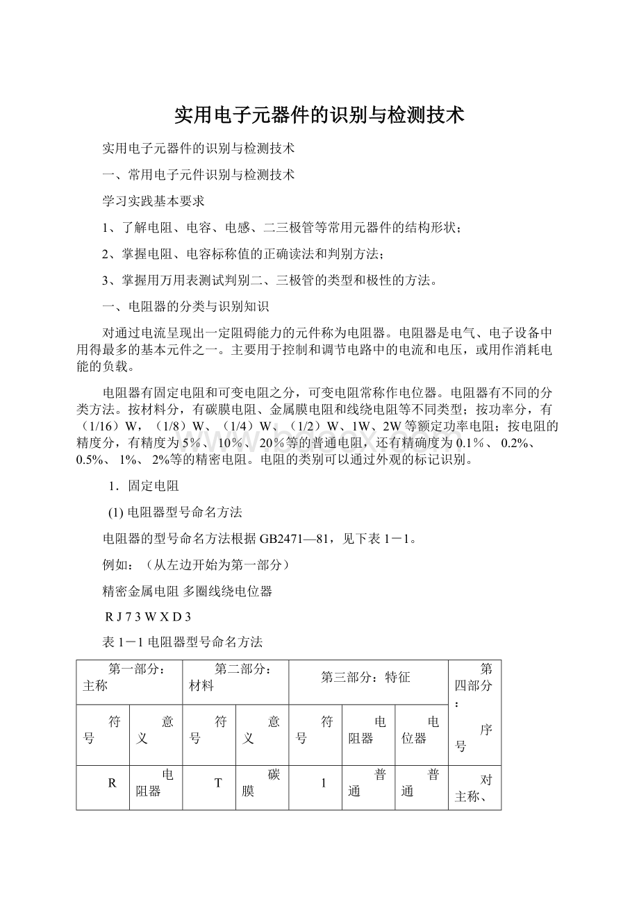 实用电子元器件的识别与检测技术.docx_第1页