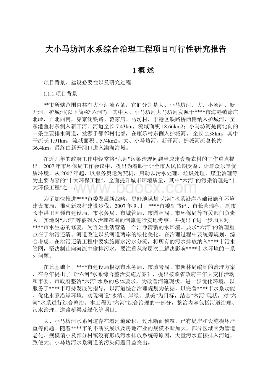 大小马坊河水系综合治理工程项目可行性研究报告.docx