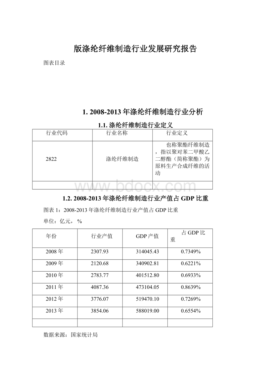 版涤纶纤维制造行业发展研究报告Word格式.docx_第1页