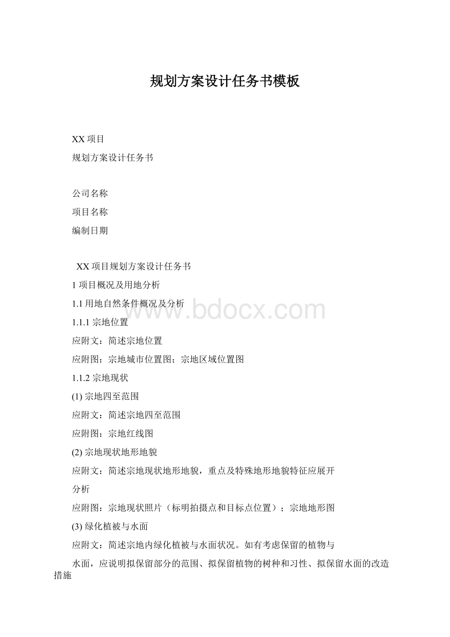 规划方案设计任务书模板文档格式.docx