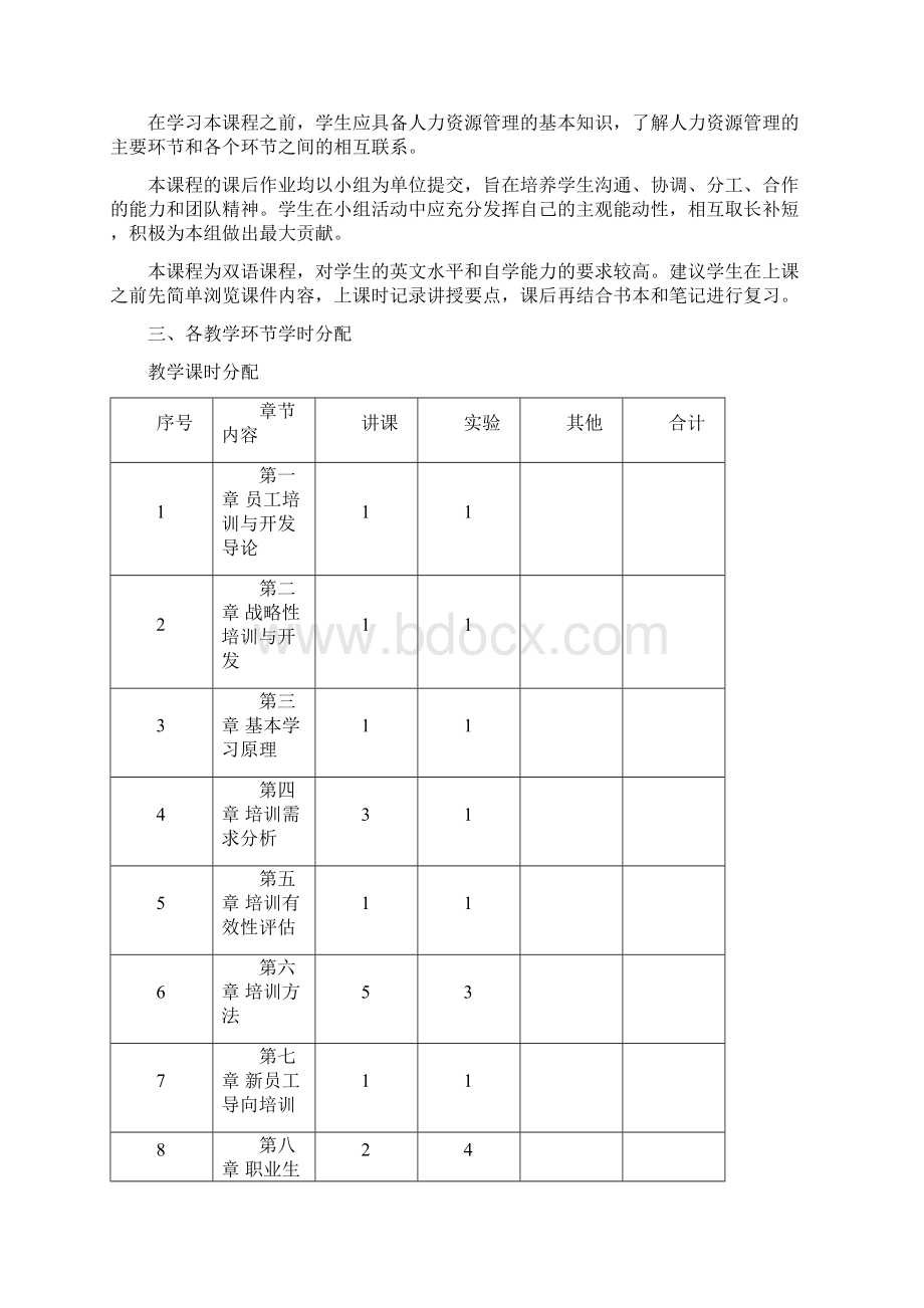 培训与开发双语教学大纲Word下载.docx_第2页