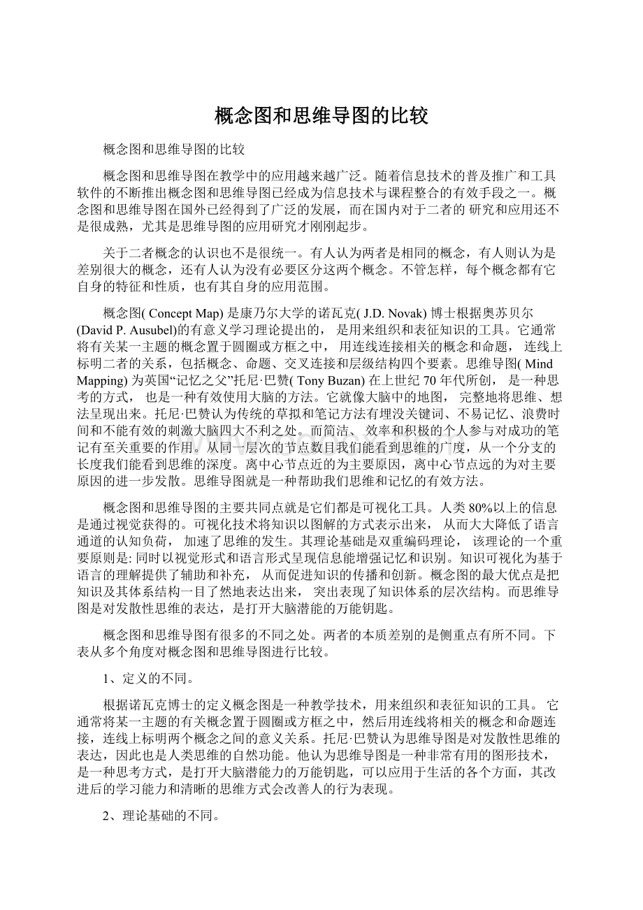 概念图和思维导图的比较Word格式文档下载.docx