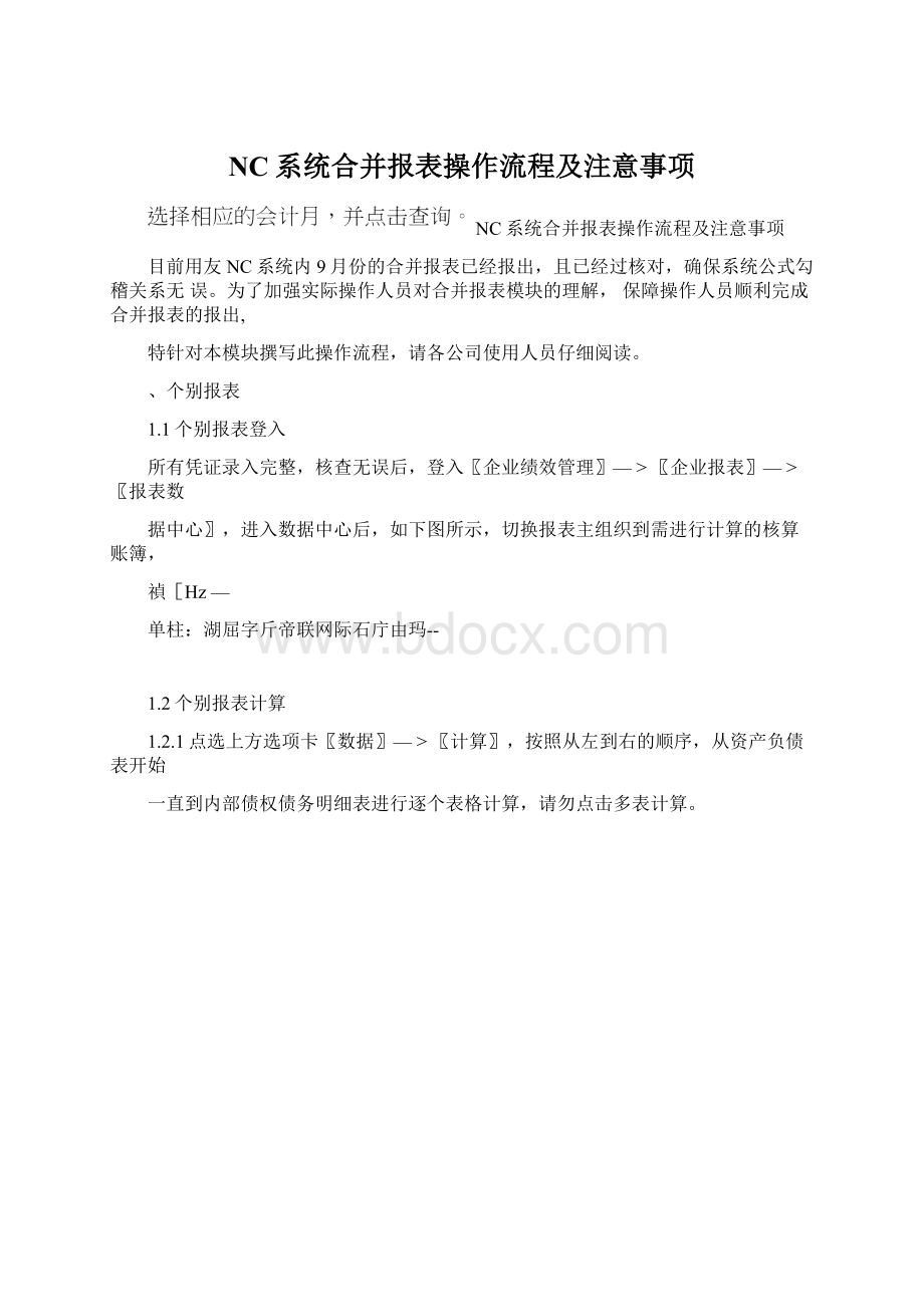 NC系统合并报表操作流程及注意事项.docx