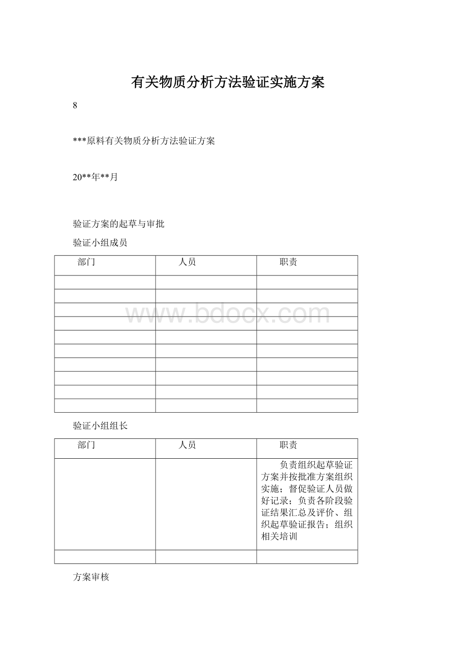 有关物质分析方法验证实施方案.docx_第1页